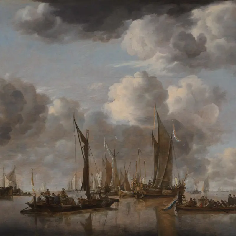 A Shipping Scene with a Dutch Yacht firing a Salute