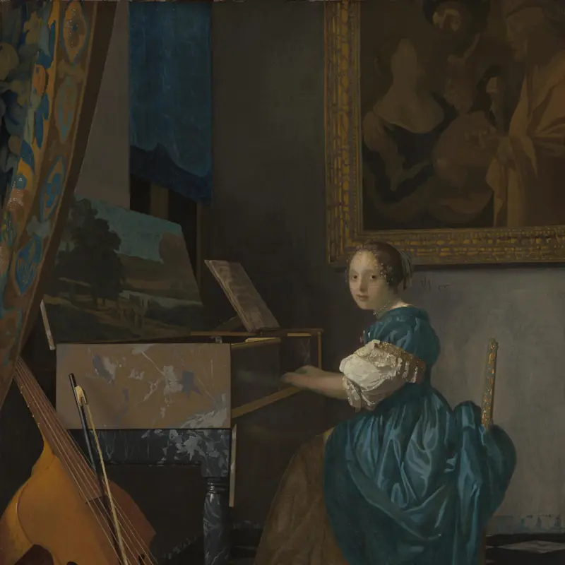 A Young Woman seated at a Virginal