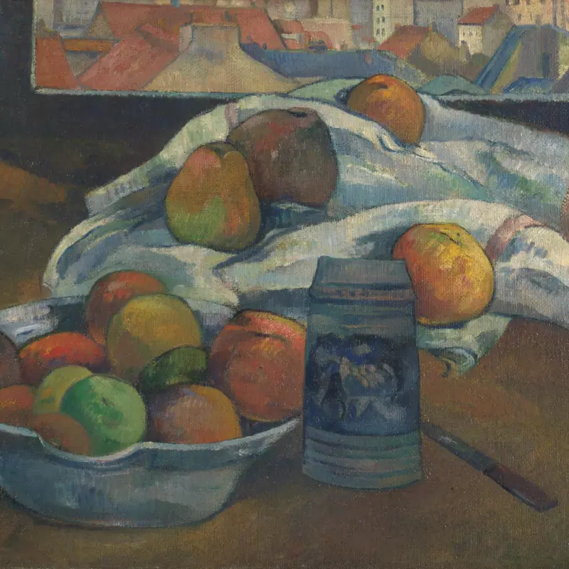 Bowl of Fruit and Tankard before a Window